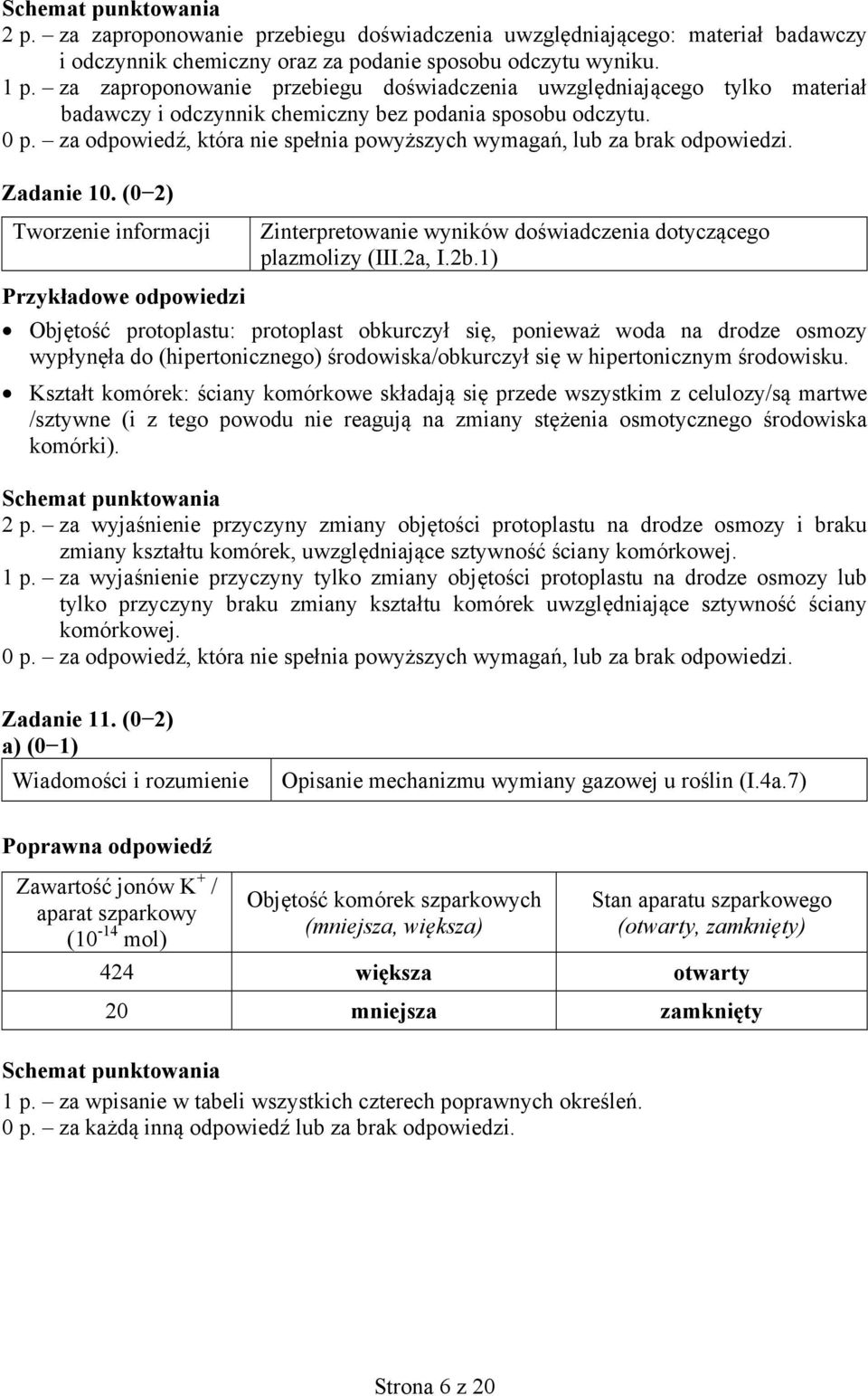 (0 2) Zinterpretowanie wyników doświadczenia dotyczącego plazmolizy (III.2a, I.2b.