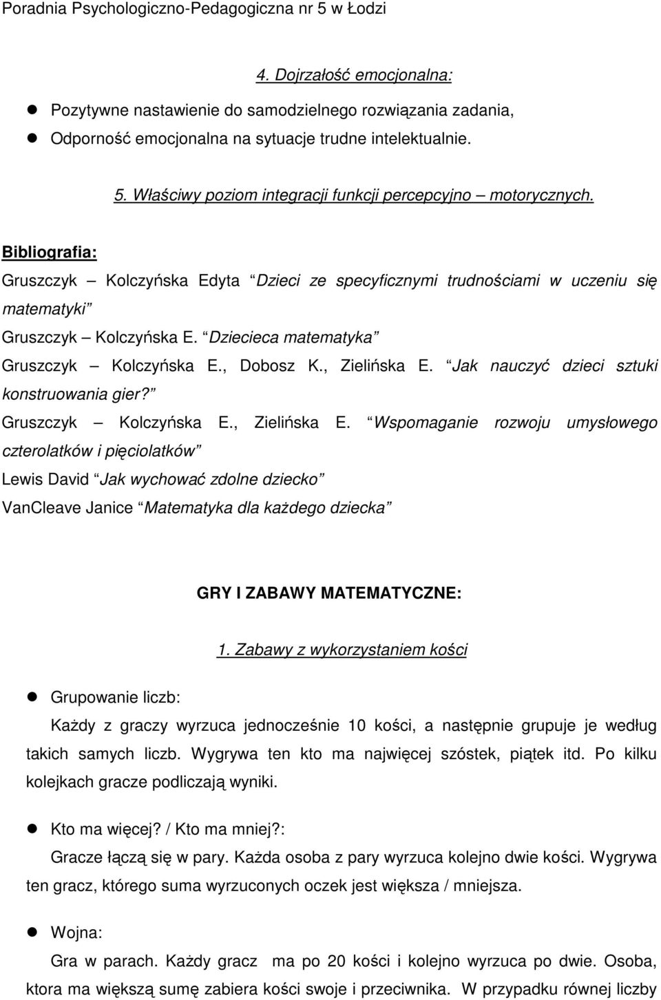 Dziecieca matematyka Gruszczyk Kolczyńska E., Dobosz K., Zielińska E.