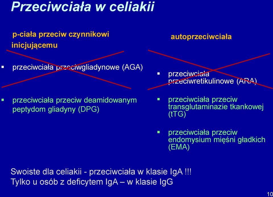 przeciwretikulinowe (ARA) przeciwciała przeciw transglutaminazie tkankowej (ttg) przeciwciała przeciw