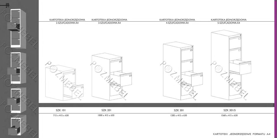5-SZUFLADOWA A4 SZK 101 SZK 201 SZK 301 SZK 301/5 715 X 415 X 630 1000 X