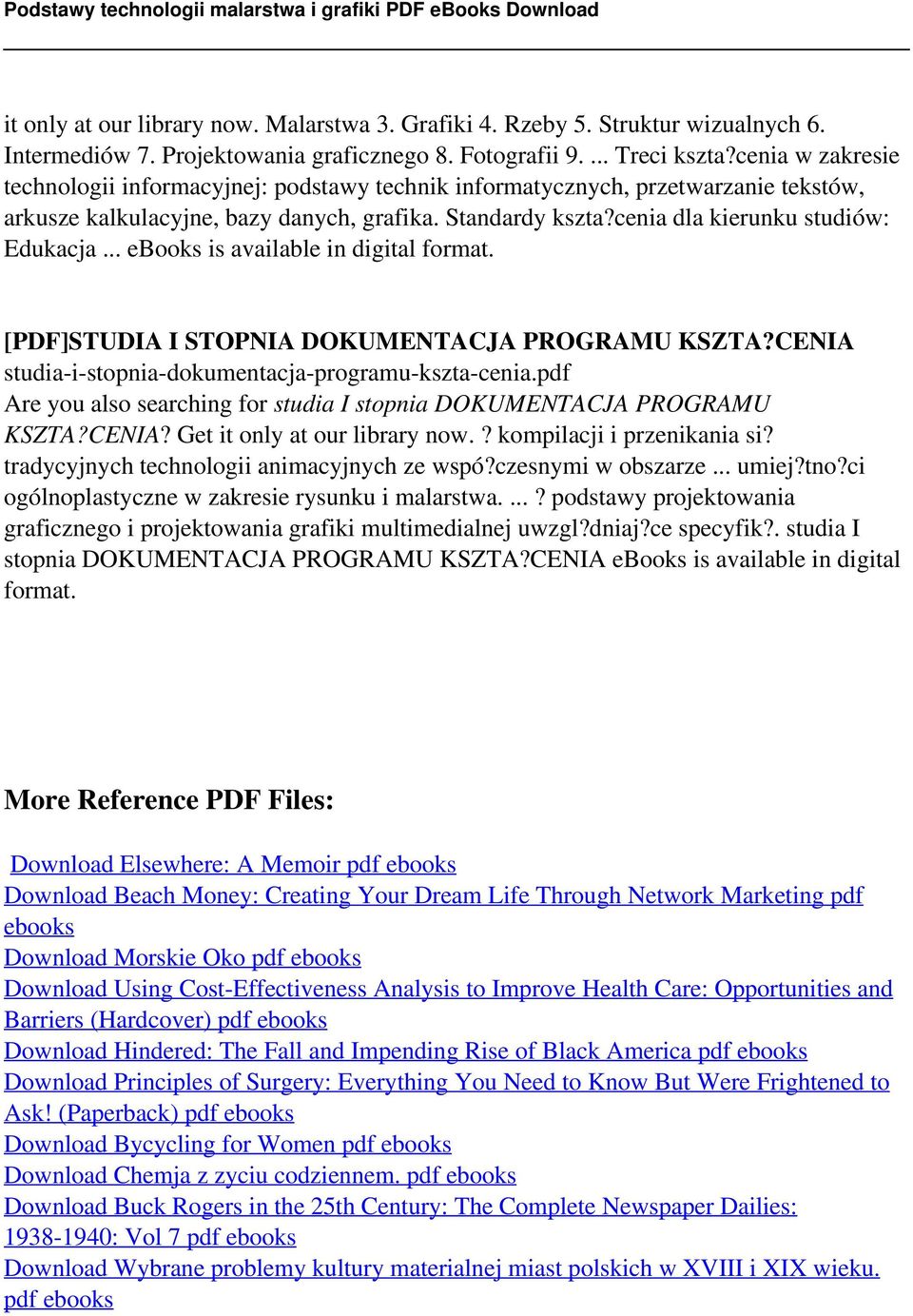 .. ebooks is available in digital format. [PDF]STUDIA I STOPNIA DOKUMENTACJA PROGRAMU KSZTA?CENIA studia-i-stopnia-dokumentacja-programu-kszta-cenia.