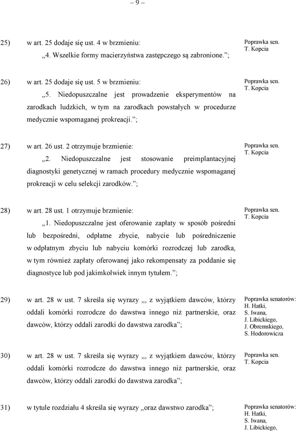 Niedopuszczalne jest stosowanie preimplantacyjnej diagnostyki genetycznej w ramach procedury medycznie wspomaganej prokreacji w celu selekcji zarodków. ; 28) w art. 28 ust. 1 otrzymuje brzmienie: 1.