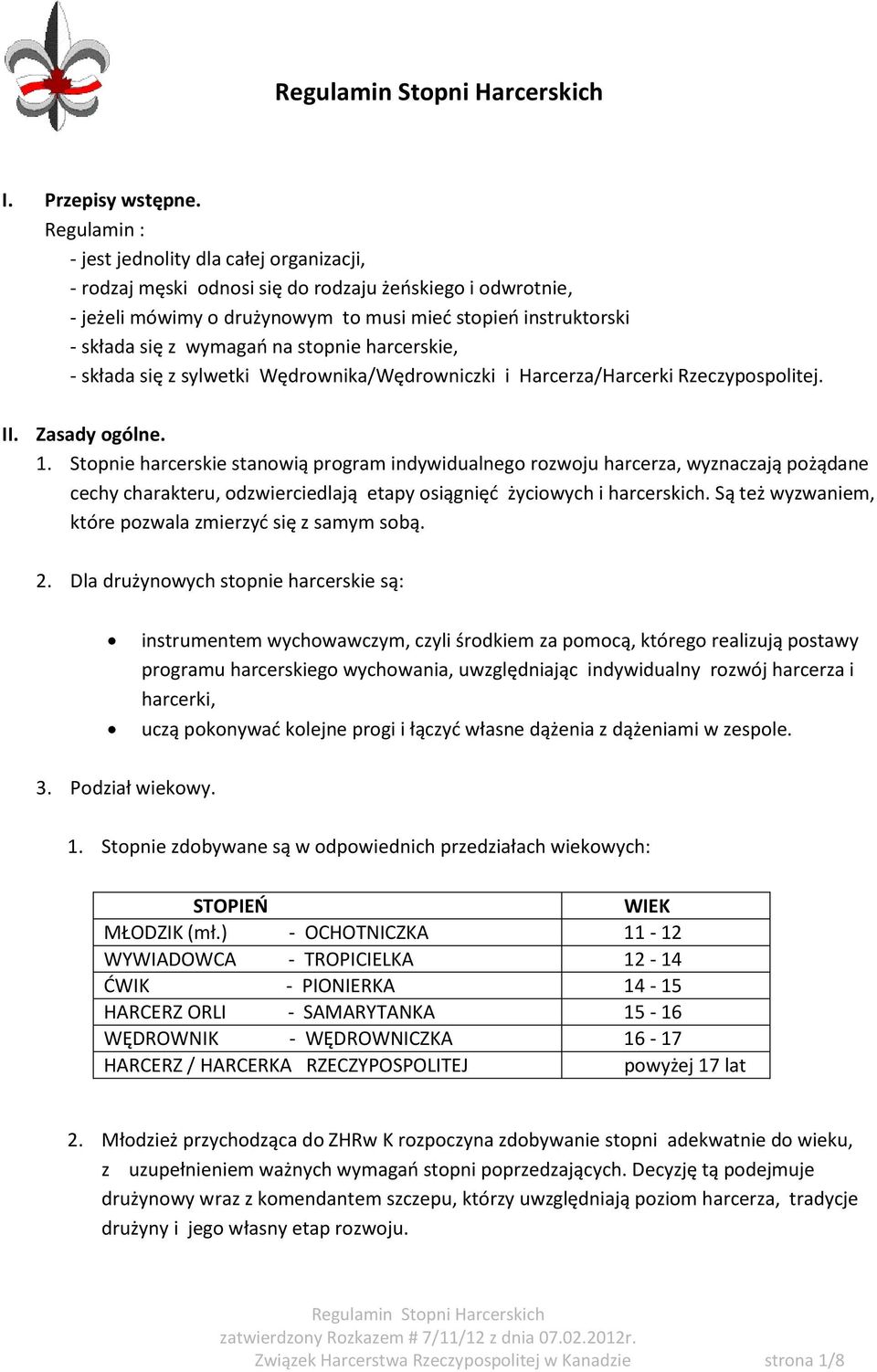 na stopnie harcerskie, - składa się z sylwetki Wędrownika/Wędrowniczki i Harcerza/Harcerki Rzeczypospolitej. II. Zasady ogólne. 1.