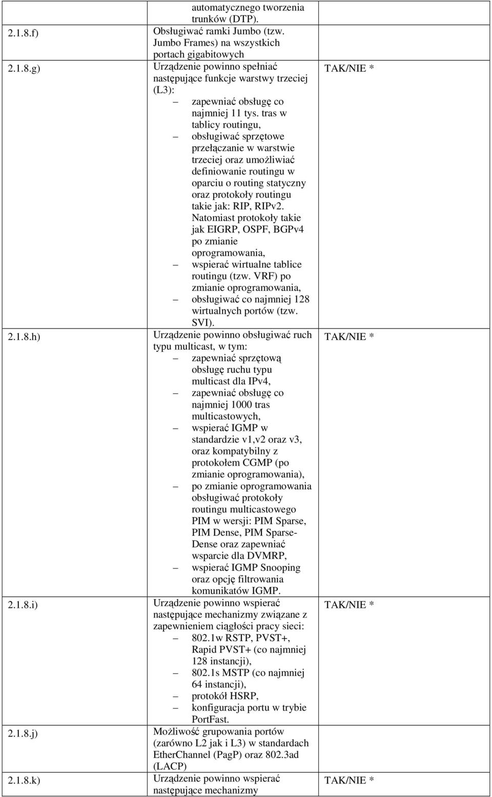 tras w tablicy routingu, obsługiwać sprzętowe przełączanie w warstwie trzeciej oraz umoŝliwiać definiowanie routingu w oparciu o routing statyczny oraz protokoły routingu takie jak: RIP, RIPv2.