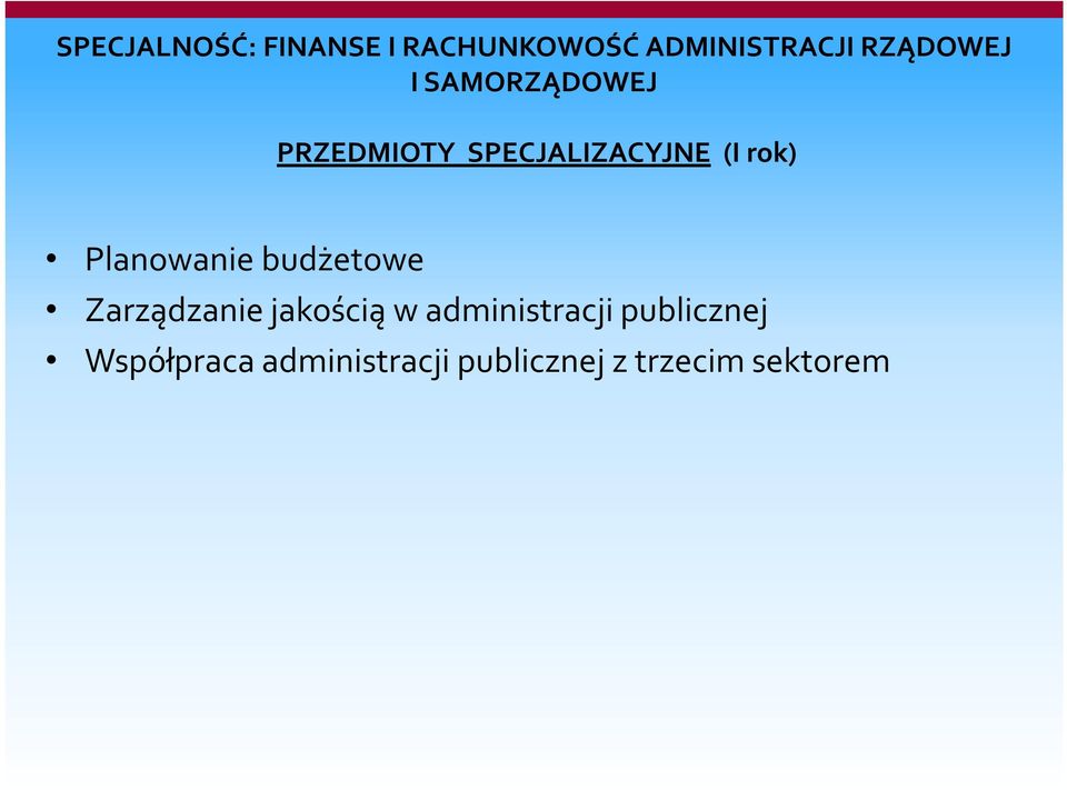 rok) Planowanie budżetowe Zarządzanie jakością w