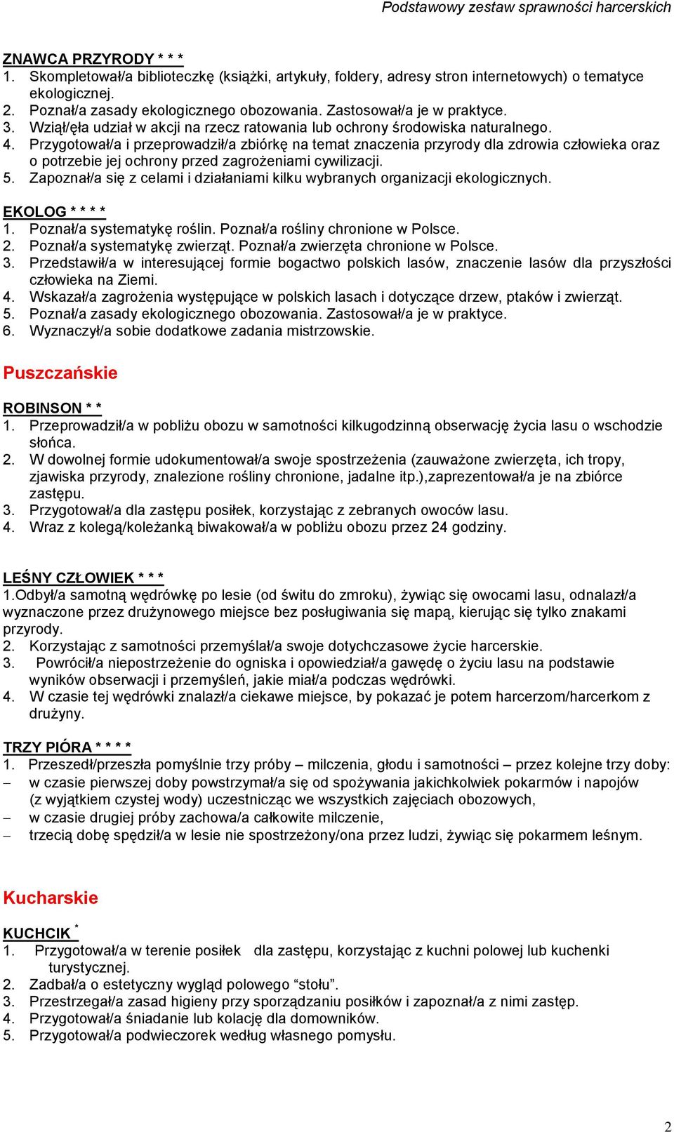 Przygotował/a i przeprowadził/a zbiórkę na temat znaczenia przyrody dla zdrowia człowieka oraz o potrzebie jej ochrony przed zagrożeniami cywilizacji. 5.