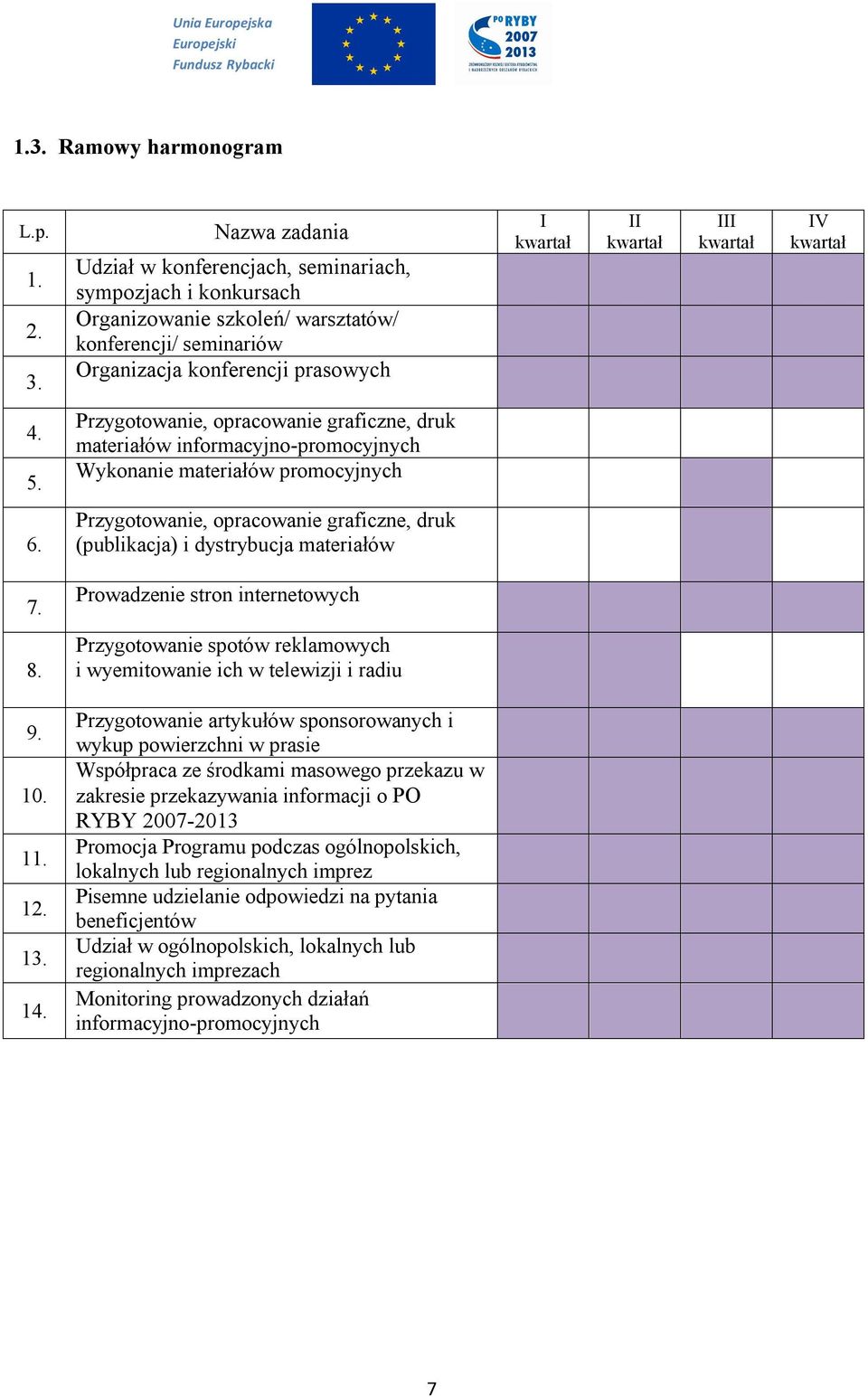 Przygotowanie, opracowanie graficzne, druk materiałów informacyjno-promocyjnych Wykonanie materiałów promocyjnych 6. Przygotowanie, opracowanie graficzne, druk (publikacja) i dystrybucja materiałów 7.