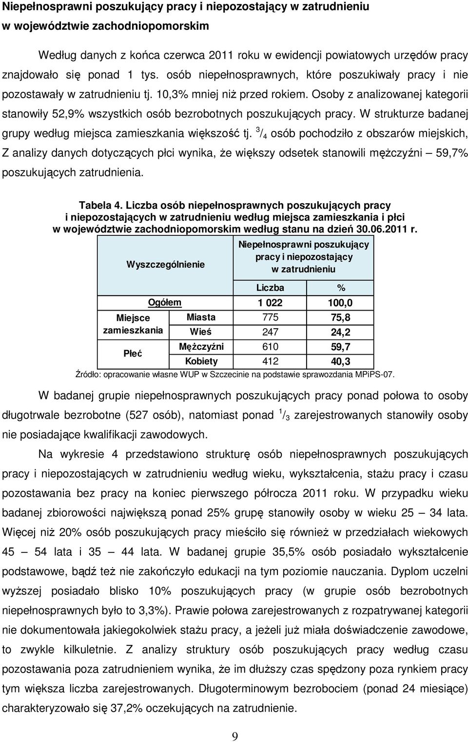 Osoby z analizowanej kategorii stanowiły 52,9% wszystkich osób bezrobotnych poszukujących pracy. W strukturze badanej grupy według miejsca zamieszkania większość tj.