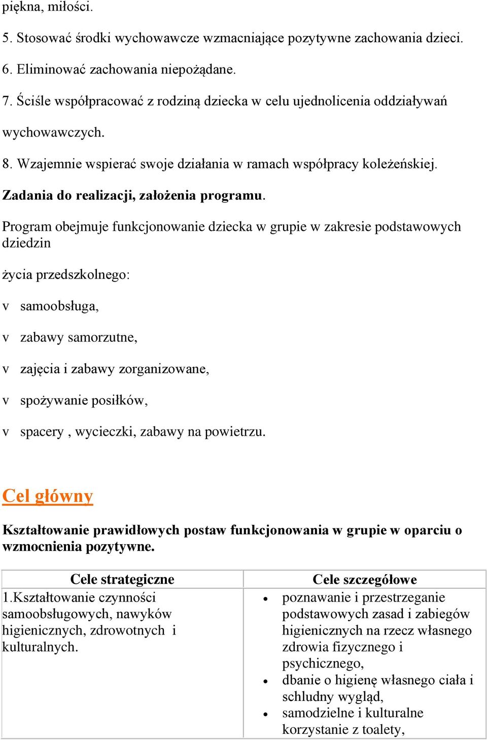 Zadania do realizacji, założenia programu.