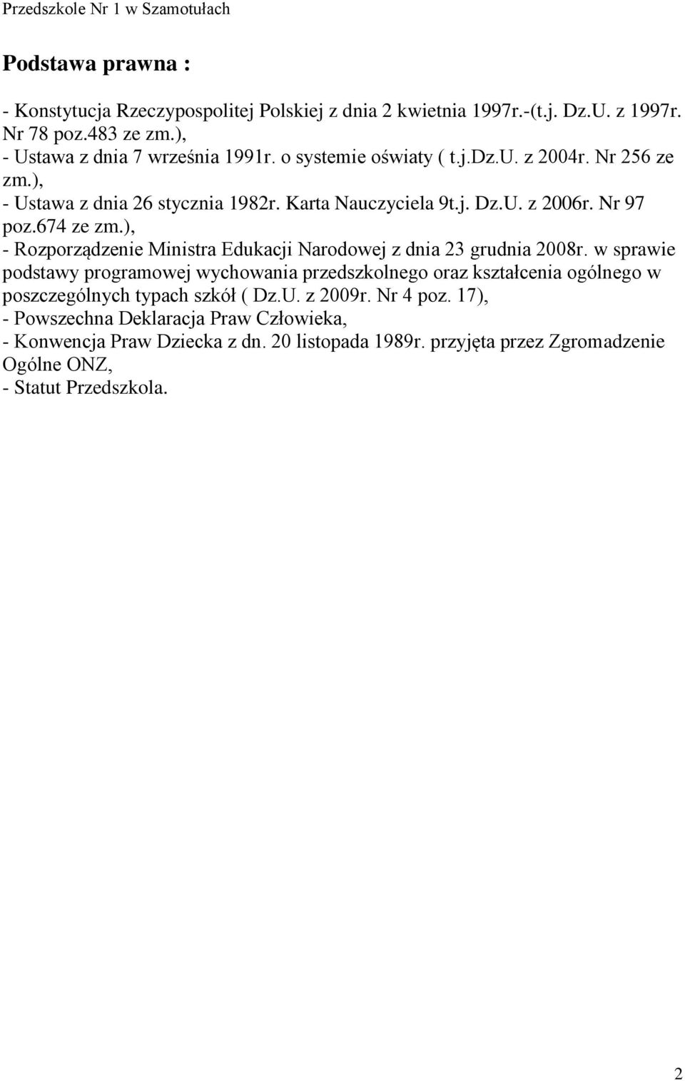), - Rozporządzenie Ministra Edukacji Narodowej z dnia 23 grudnia 2008r.