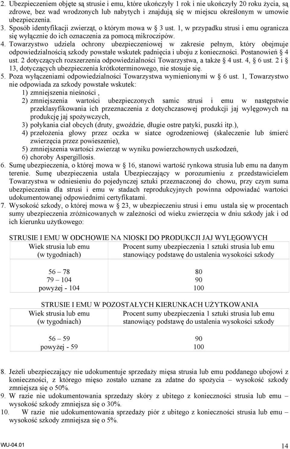 Towarzystwo udziela ochrony ubezpieczeniowej w zakresie pełnym, który obejmuje odpowiedzialnością szkody powstałe wskutek padnięcia i uboju z konieczności. Postanowień 4 ust.