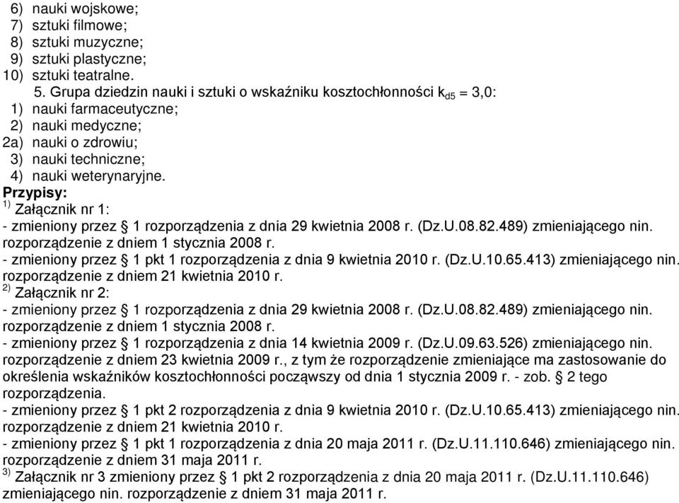 Przypisy: 1) Załącznik nr 1: - zmieniony przez 1 rozporządzenia z dnia 29 kwietnia 2008 r. (Dz.U.08.82.489) zmieniającego nin. rozporządzenie z dniem 1 stycznia 2008 r.