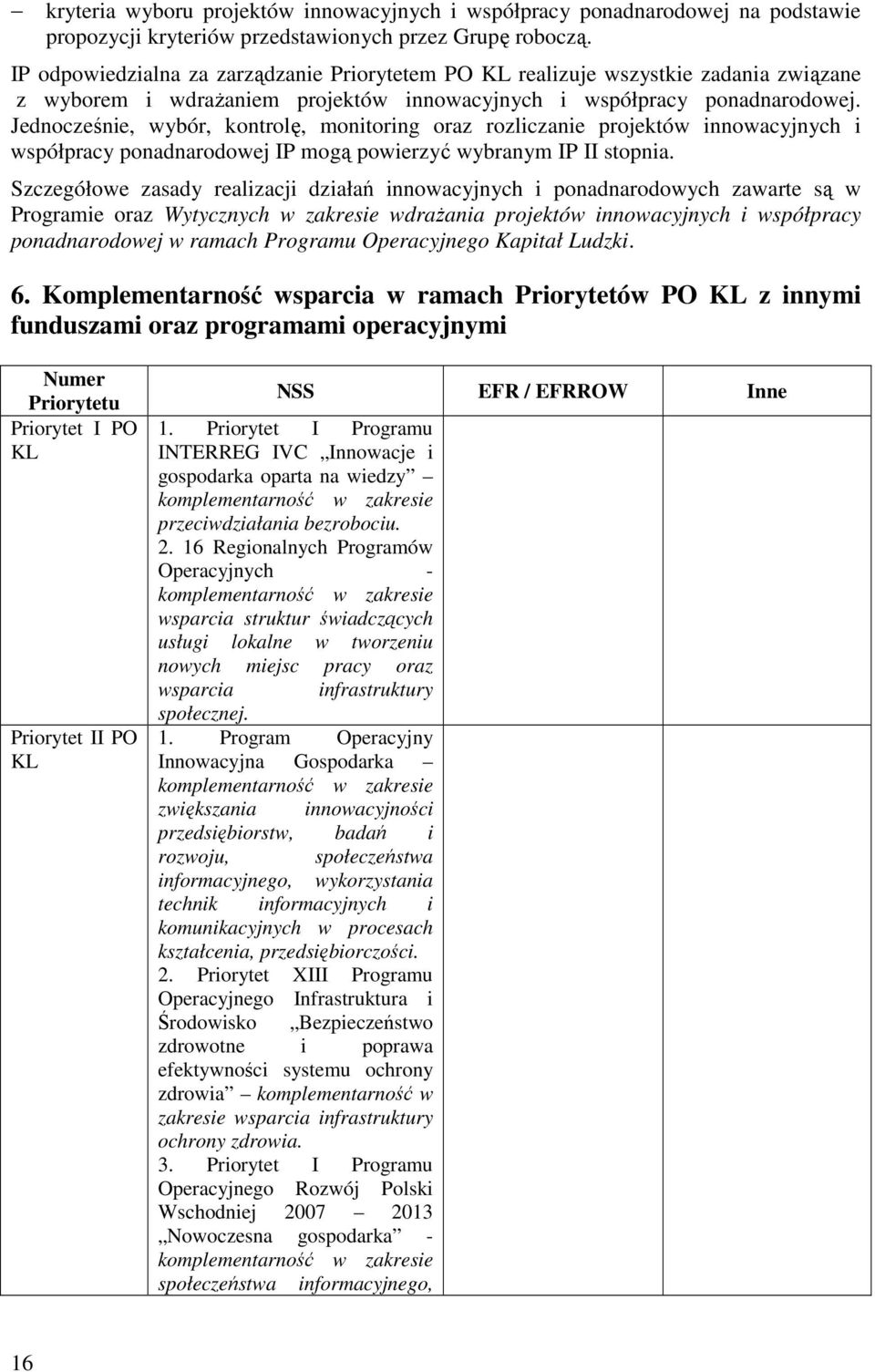 Jednocześnie, wybór, kontrolę, monitoring oraz rozliczanie projektów innowacyjnych i współpracy ponadnarodowej IP mogą powierzyć wybranym IP II stopnia.