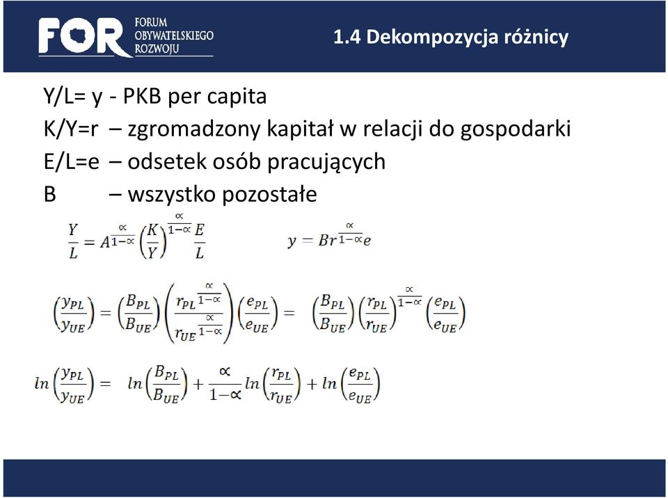 w relacji do gospodarki E/L=e odsetek