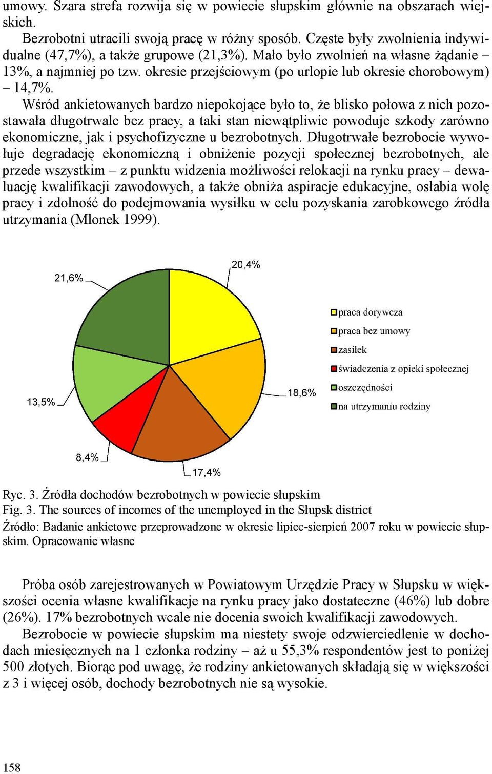 Wśród ankietowanych bardzo niepokojące było to, że blisko połowa z nich pozostawała długotrwale bez pracy, a taki stan niewątpliwie powoduje szkody zarówno ekonomiczne, jak i psychofizyczne u
