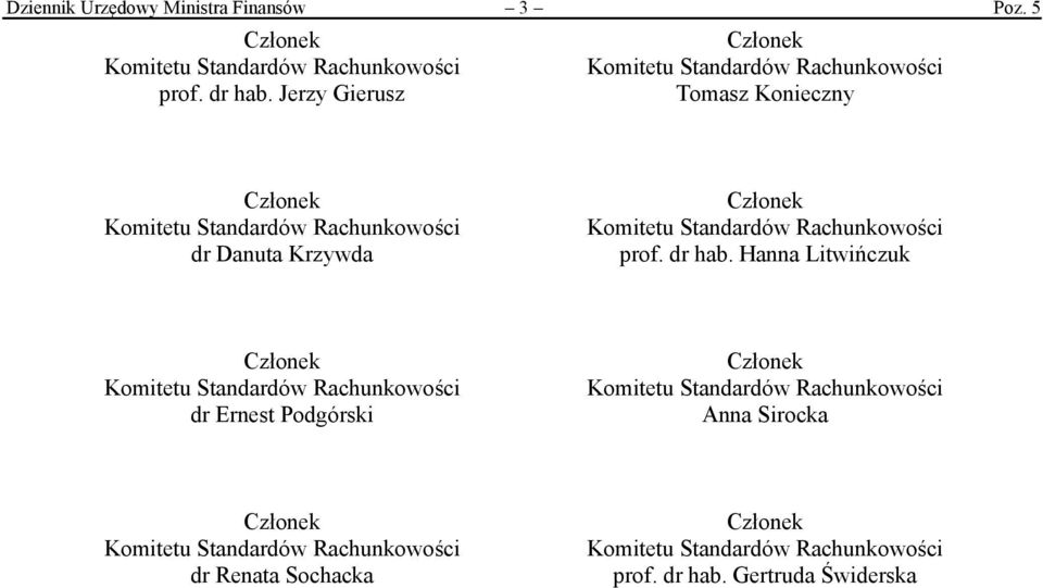 Członek Komitetu Standardów Rachunkowości prof. dr hab.