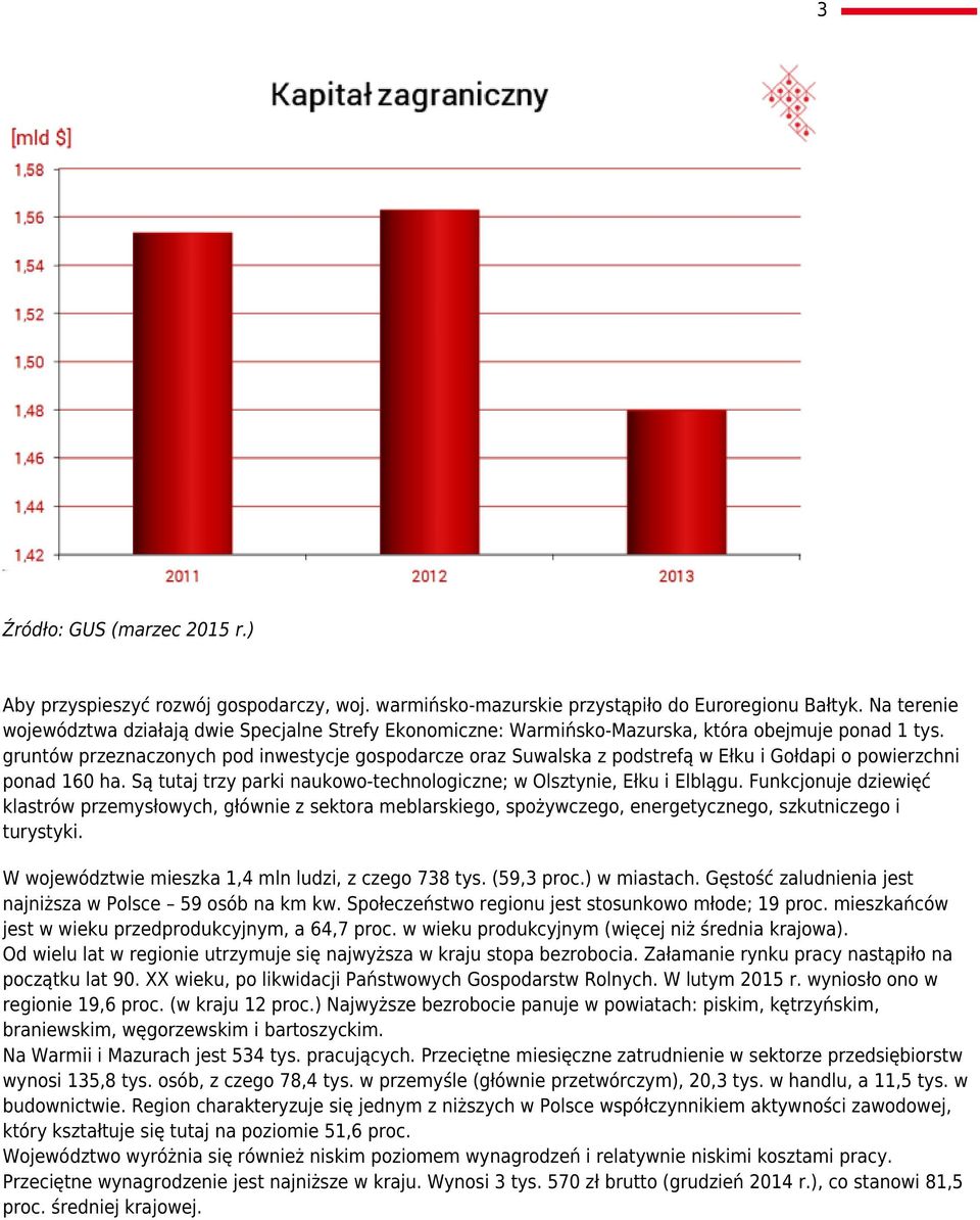 gruntów przeznaczonych pod inwestycje gospodarcze oraz Suwalska z podstrefą w Ełku i Gołdapi o powierzchni ponad 160 ha. Są tutaj trzy parki naukowo-technologiczne; w Olsztynie, Ełku i Elblągu.