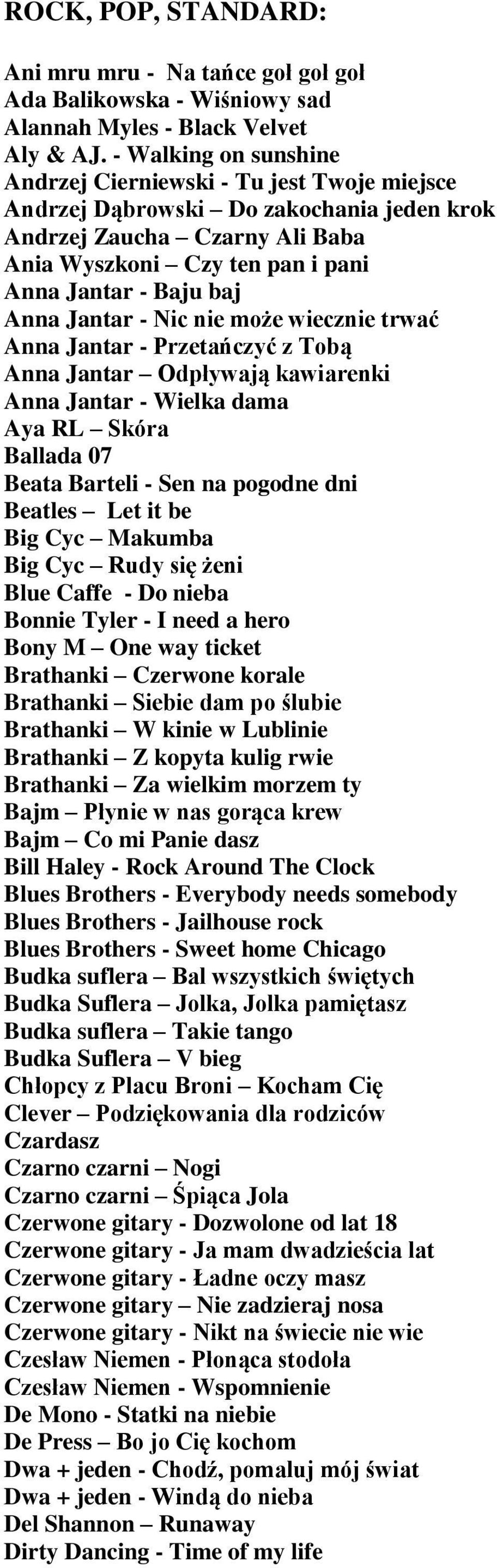 Anna Jantar - Nic nie może wiecznie trwać Anna Jantar - Przetańczyć z Tobą Anna Jantar Odpływają kawiarenki Anna Jantar - Wielka dama Aya RL Skóra Ballada 07 Beata Barteli - Sen na pogodne dni