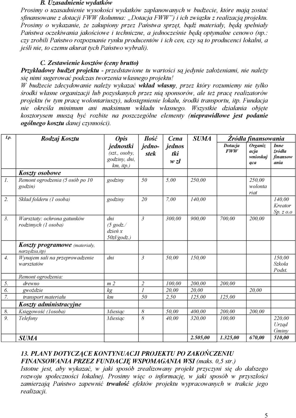 : czy zrobili Państwo rozpoznanie rynku producentów i ich cen, czy są to producenci lokalni, a jeśli nie, to czemu akurat tych Państwo wybrali). C.