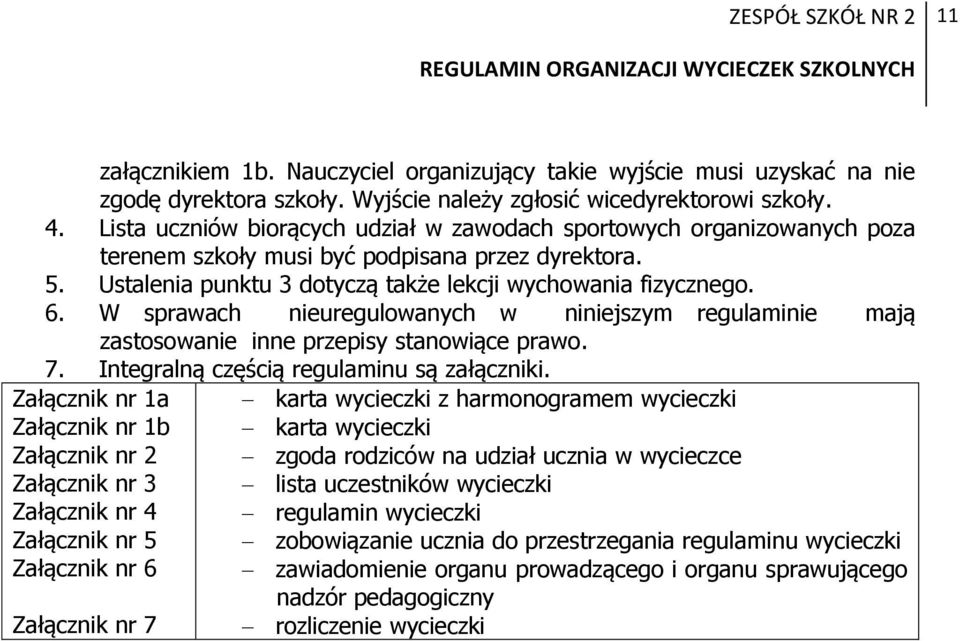 W sprawach nieuregulowanych w niniejszym regulaminie mają zastosowanie inne przepisy stanowiące prawo. 7. Integralną częścią regulaminu są załączniki.
