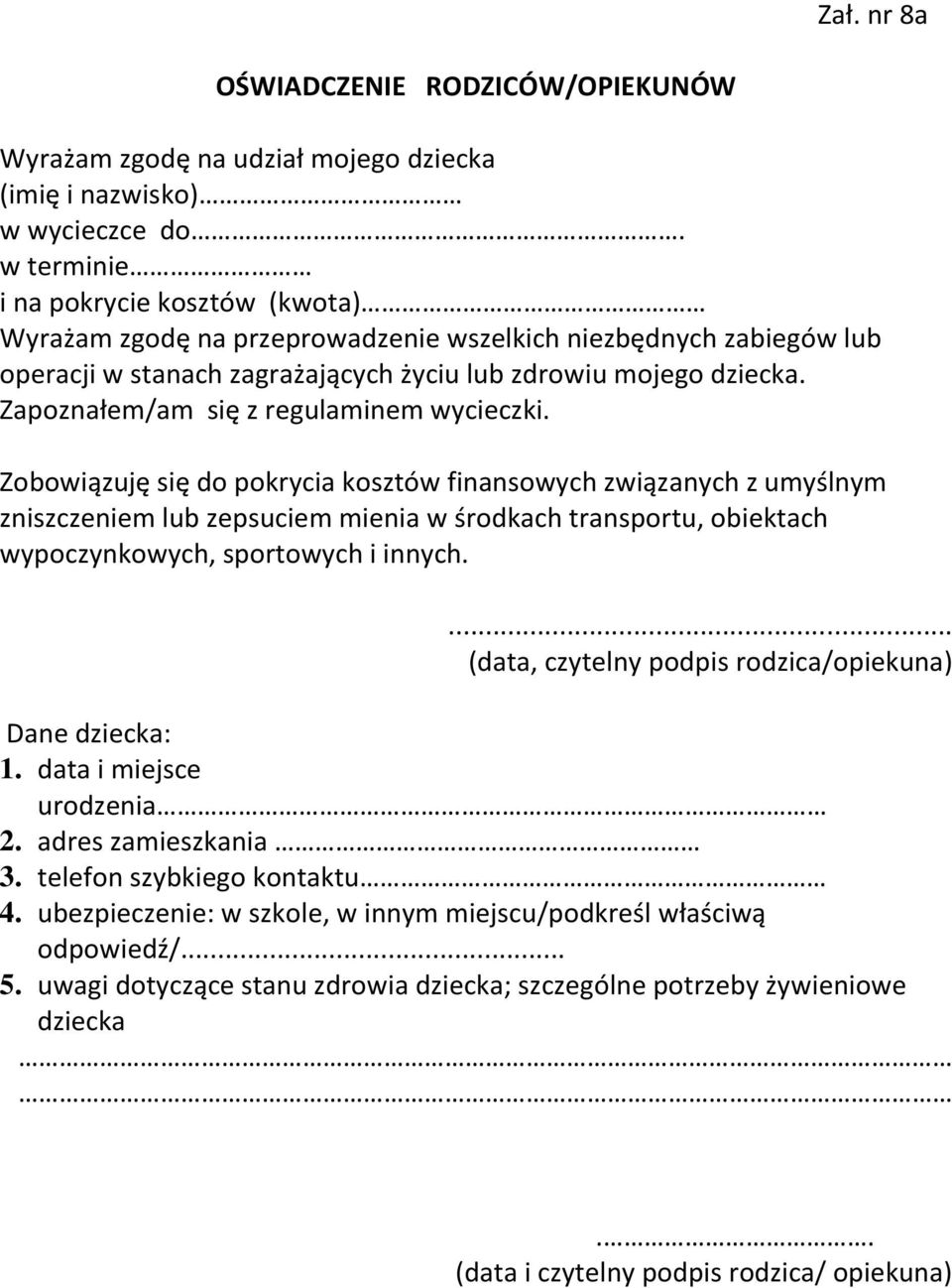 Zapoznałem/am się z regulaminem wycieczki.