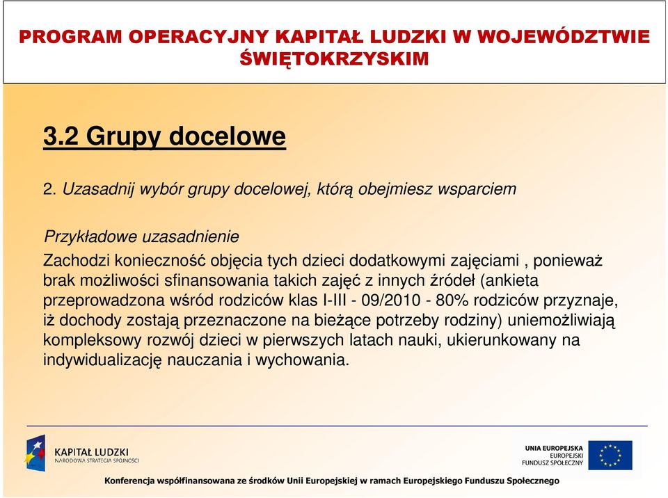 dodatkowymi zajęciami, poniewaŝ brak moŝliwości sfinansowania takich zajęć z innych źródeł (ankieta przeprowadzona wśród