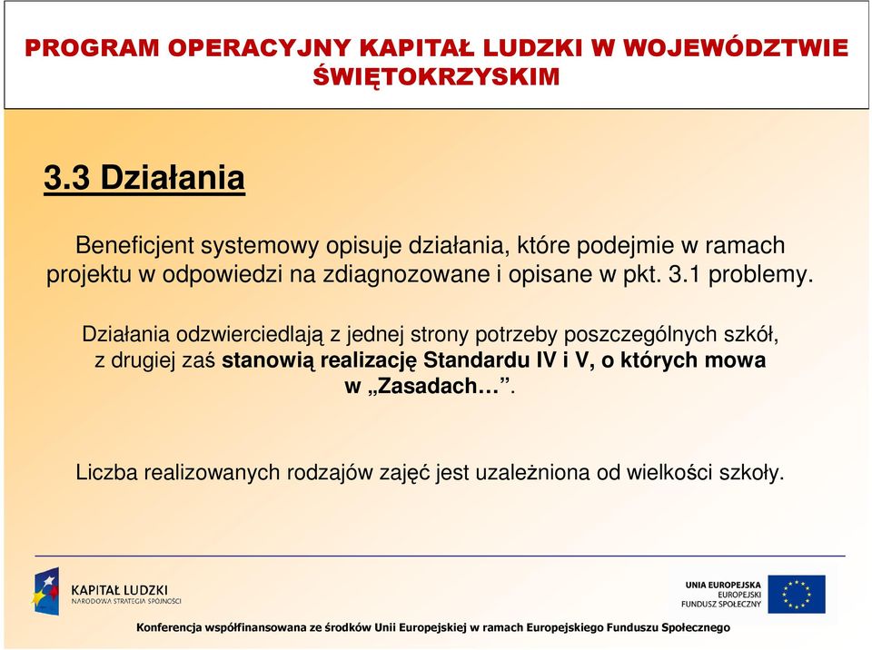 Działania odzwierciedlają z jednej strony potrzeby poszczególnych szkół, z drugiej zaś