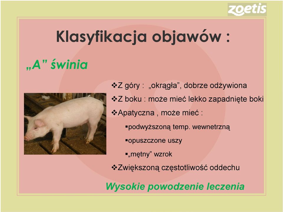 może mieć : podwyższoną temp.