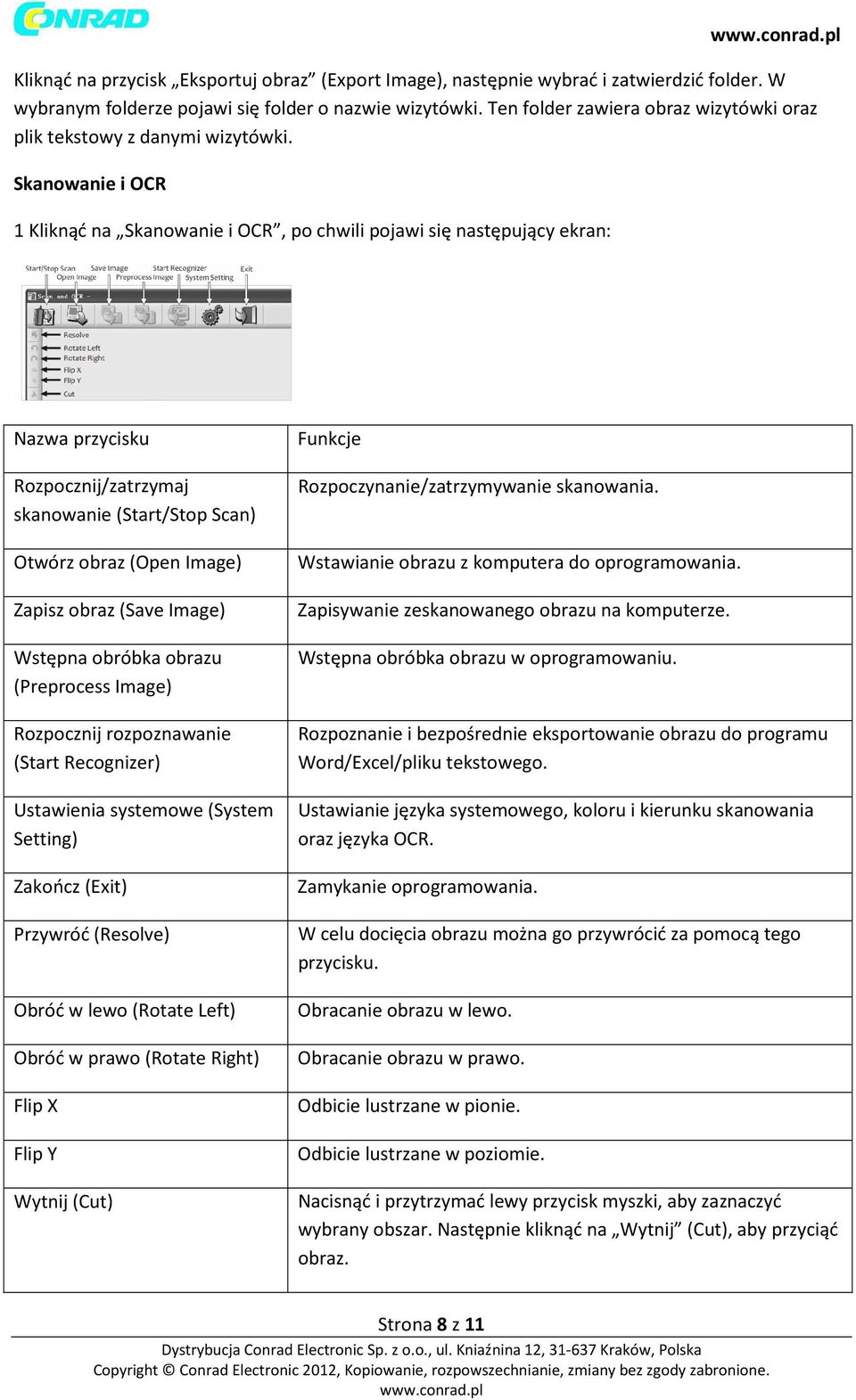 Skanowanie i OCR 1 Kliknąć na Skanowanie i OCR, po chwili pojawi się następujący ekran: Nazwa przycisku Rozpocznij/zatrzymaj skanowanie (Start/Stop Scan) Otwórz obraz (Open Image) Zapisz obraz (Save