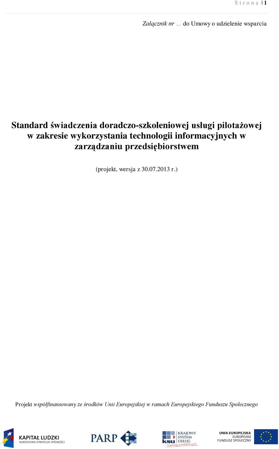 informacyjnych w zarządzaniu przedsiębiorstwem (projekt, wersja z 30.07.2013 r.