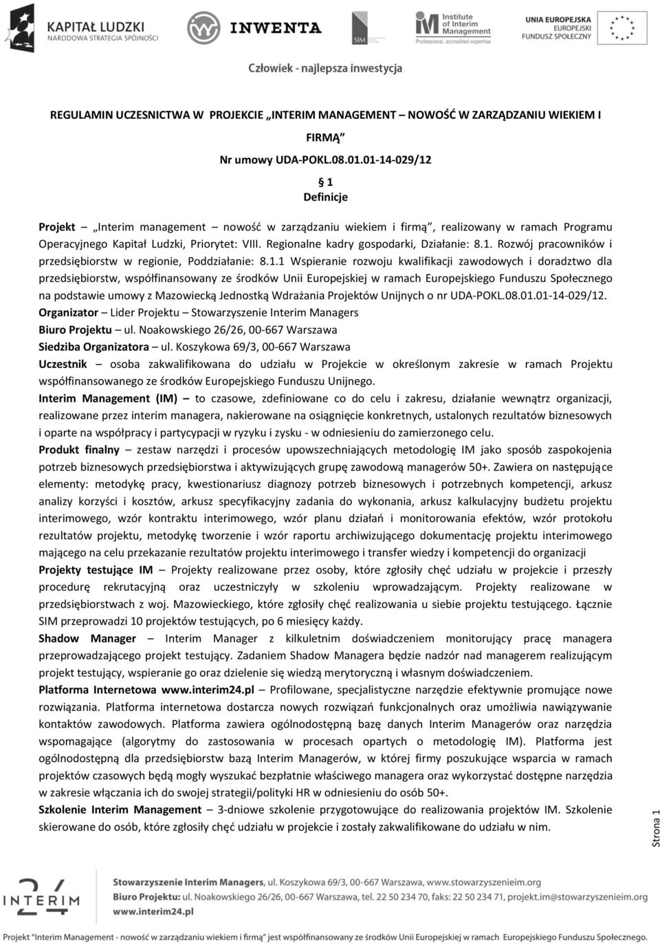 Regionalne kadry gospodarki, Działanie: 8.1.