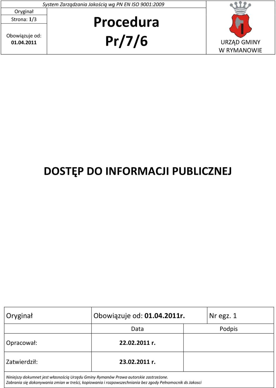 Zatwierdził: 23.02.2011 r.