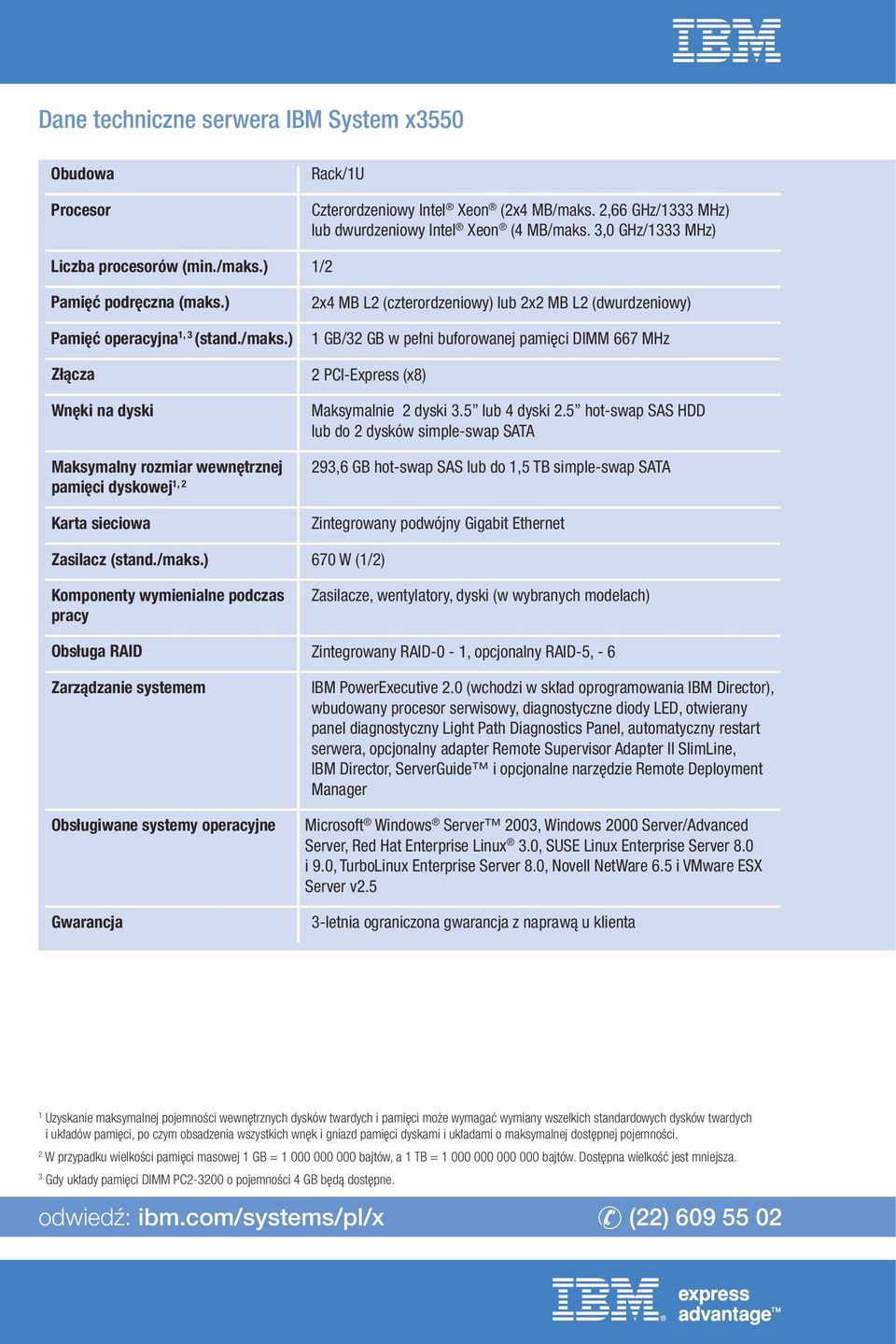 ) 1/2 Pami ç podr czna (maks.) Pami ç operacyjna 1, 3 (stand./maks.