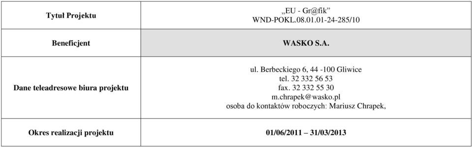 Berbeckiego 6, 44-100 Gliwice tel. 32 332 56 53 fax. 32 332 55 30 m.