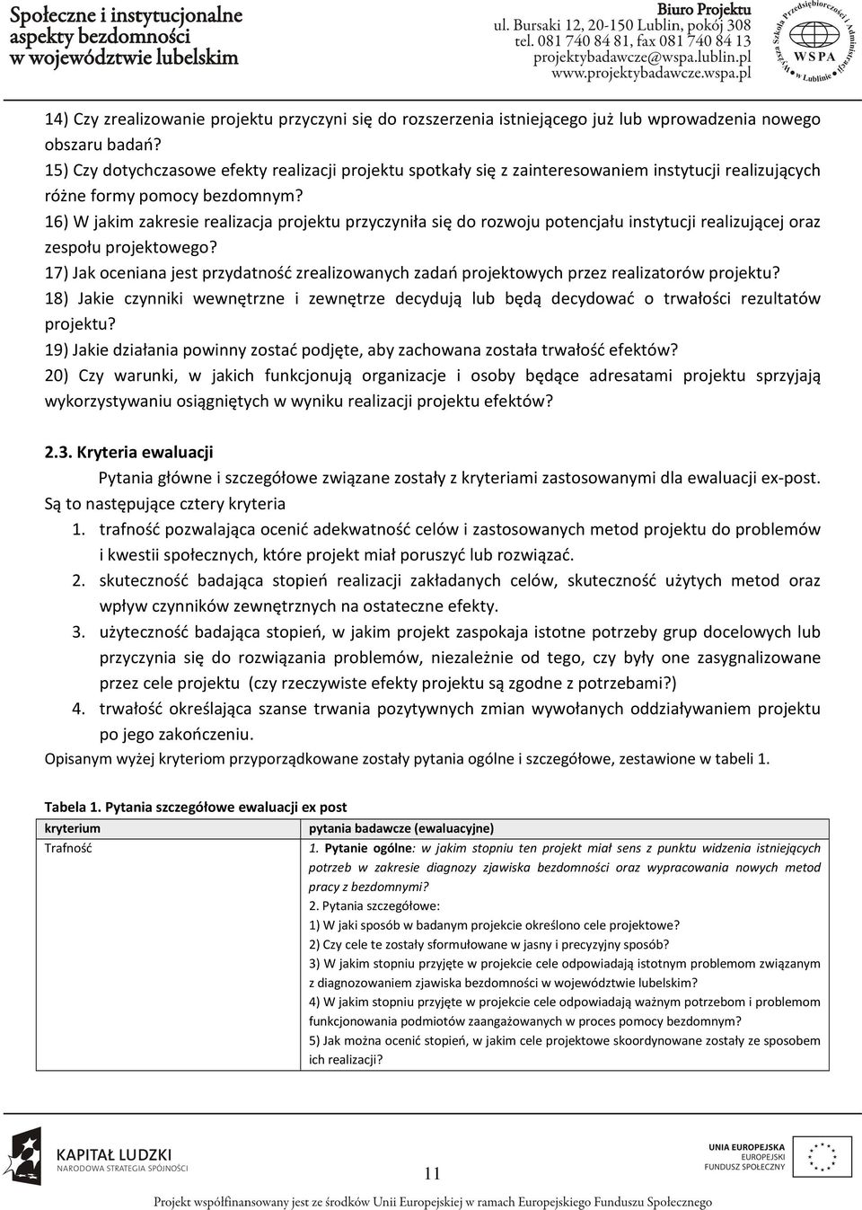 16) W jakim zakresie realizacja projektu przyczyniła się do rozwoju potencjału instytucji realizującej oraz zespołu projektowego?