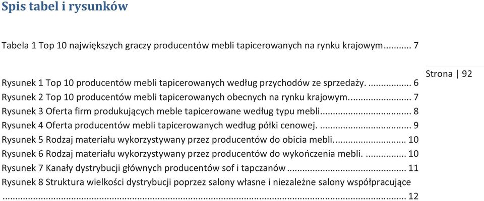 .. 8 Rysunek 4 Oferta producentów mebli tapicerowanych według półki cenowej.... 9 Rysunek 5 Rodzaj materiału wykorzystywany przez producentów do obicia mebli.