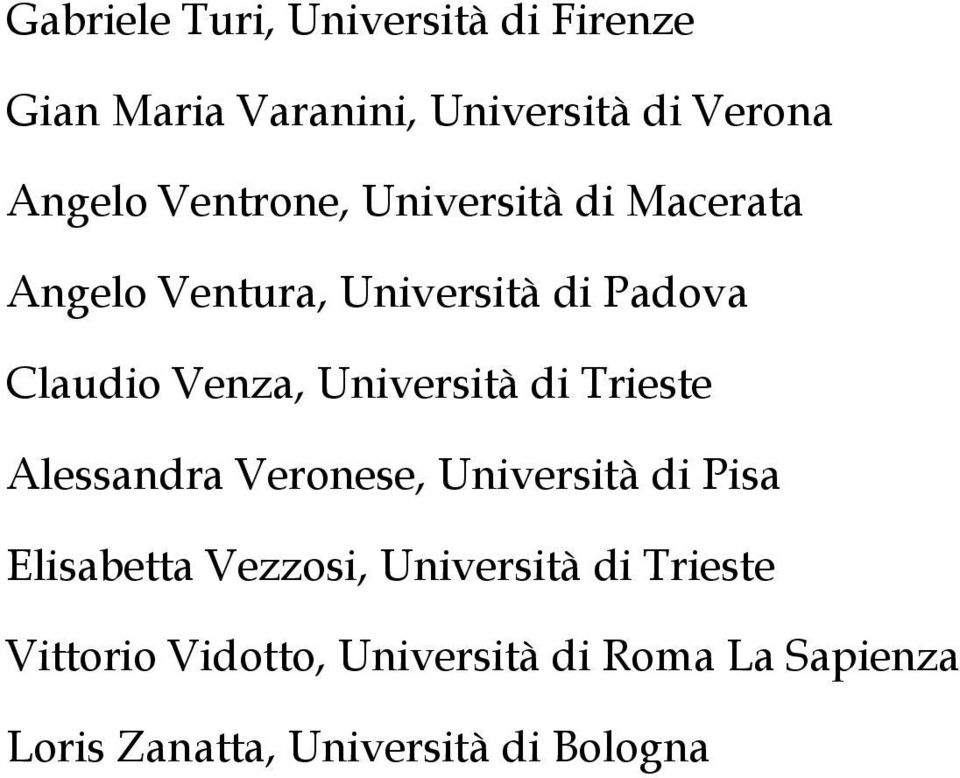 Università di Trieste Alessandra Veronese, Università di Pisa Elisabetta Vezzosi,