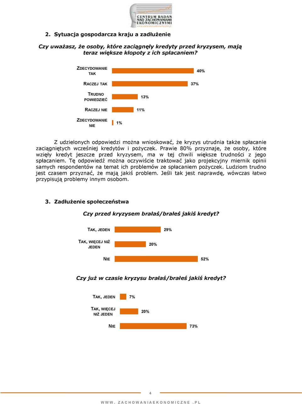 kredytów i poŝyczek. Prawie 80% przyznaje, Ŝe osoby, które wzięły kredyt jeszcze przed kryzysem, ma w tej chwili większe trudności z jego spłacaniem.