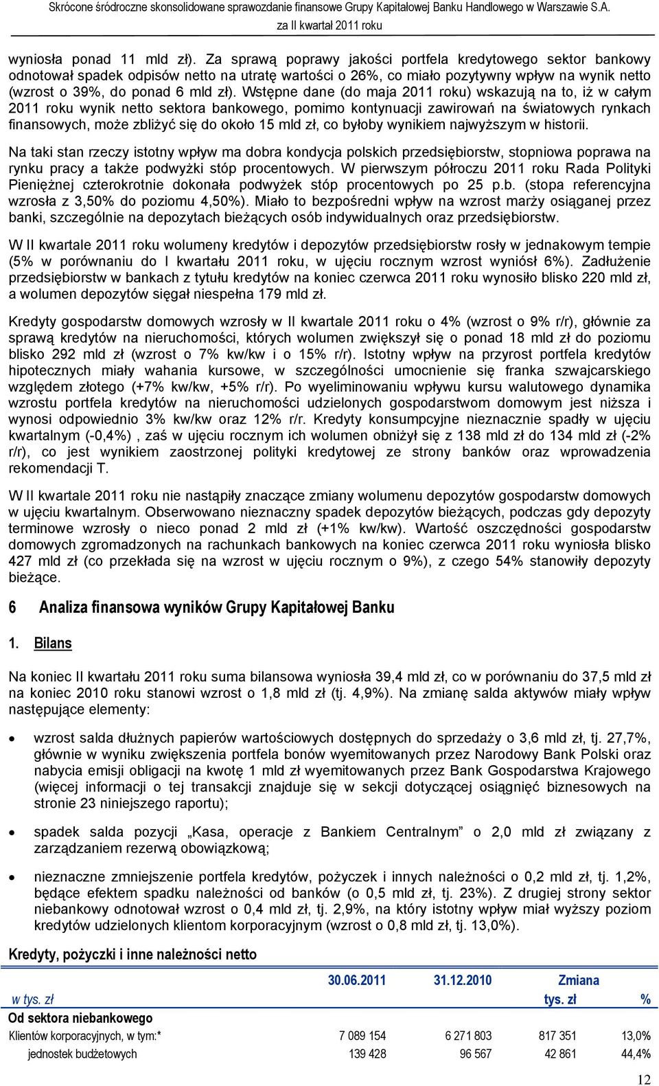 Wstępne dane (do maja 2011 roku) wskazują na to, iż w całym 2011 roku wynik netto sektora bankowego, pomimo kontynuacji zawirowań na światowych rynkach finansowych, może zbliżyć się do około 15 mld