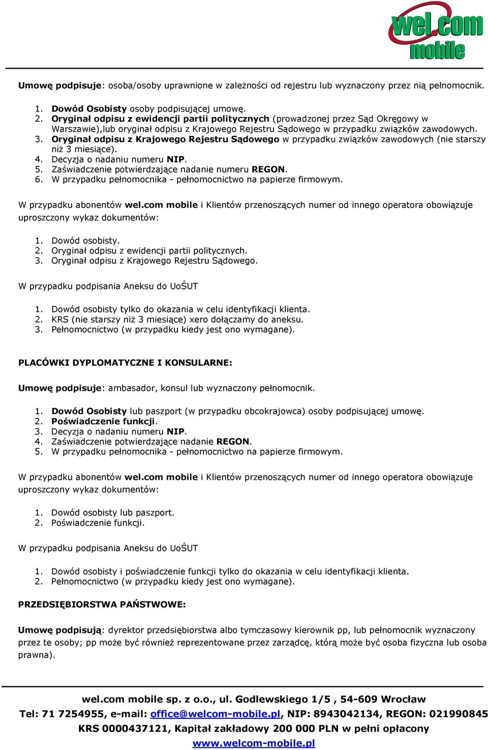 Oryginał dpisu z Krajweg Rejestru Sądweg w przypadku związków zawdwych (nie starszy niż 3 miesiące). 4. Decyzja nadaniu numeru NIP. 5. Zaświadczenie ptwierdzające nadanie numeru REGON. 6.