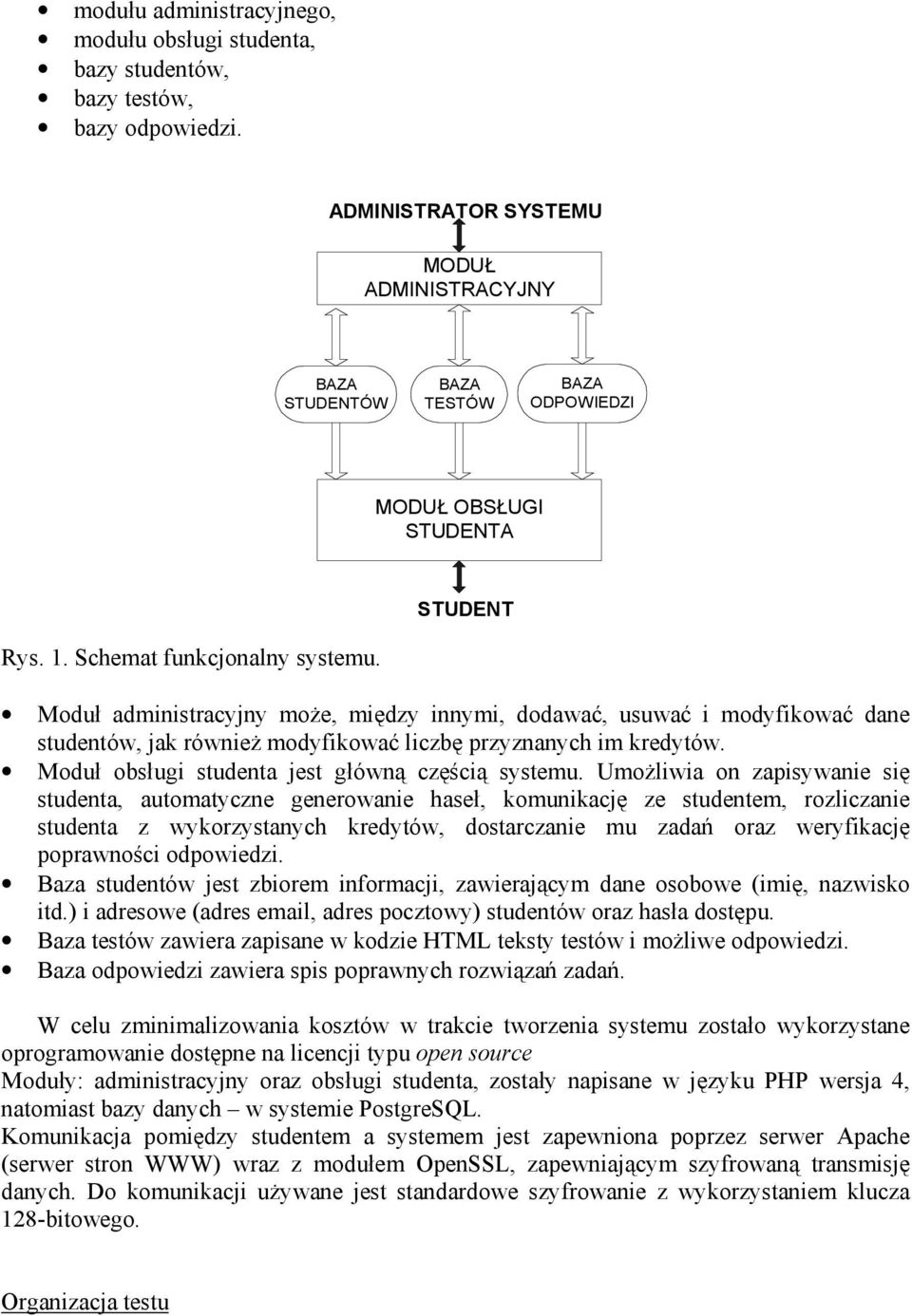 Moduł obsługi studenta jest główną częścią systemu.