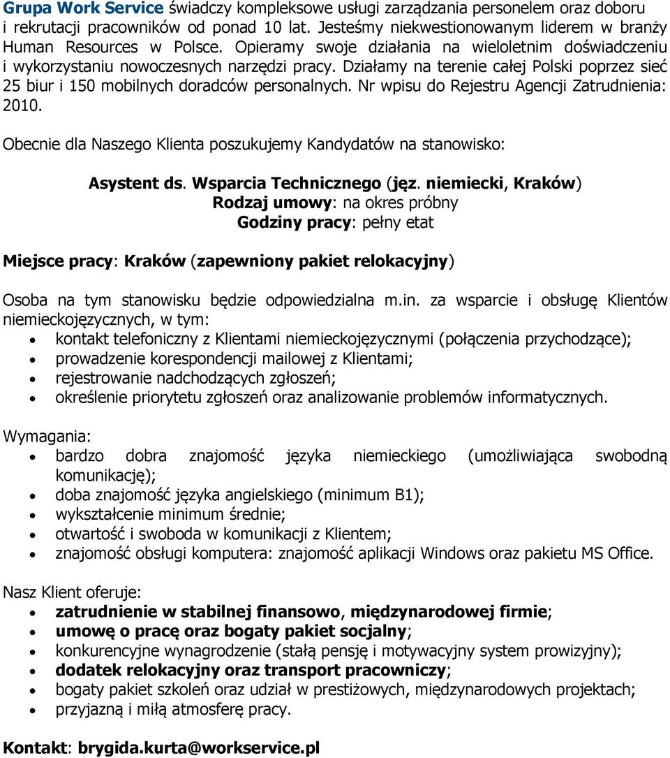 pakiet relokacyjny) niemieckojęzycznych, w tym: bardzo