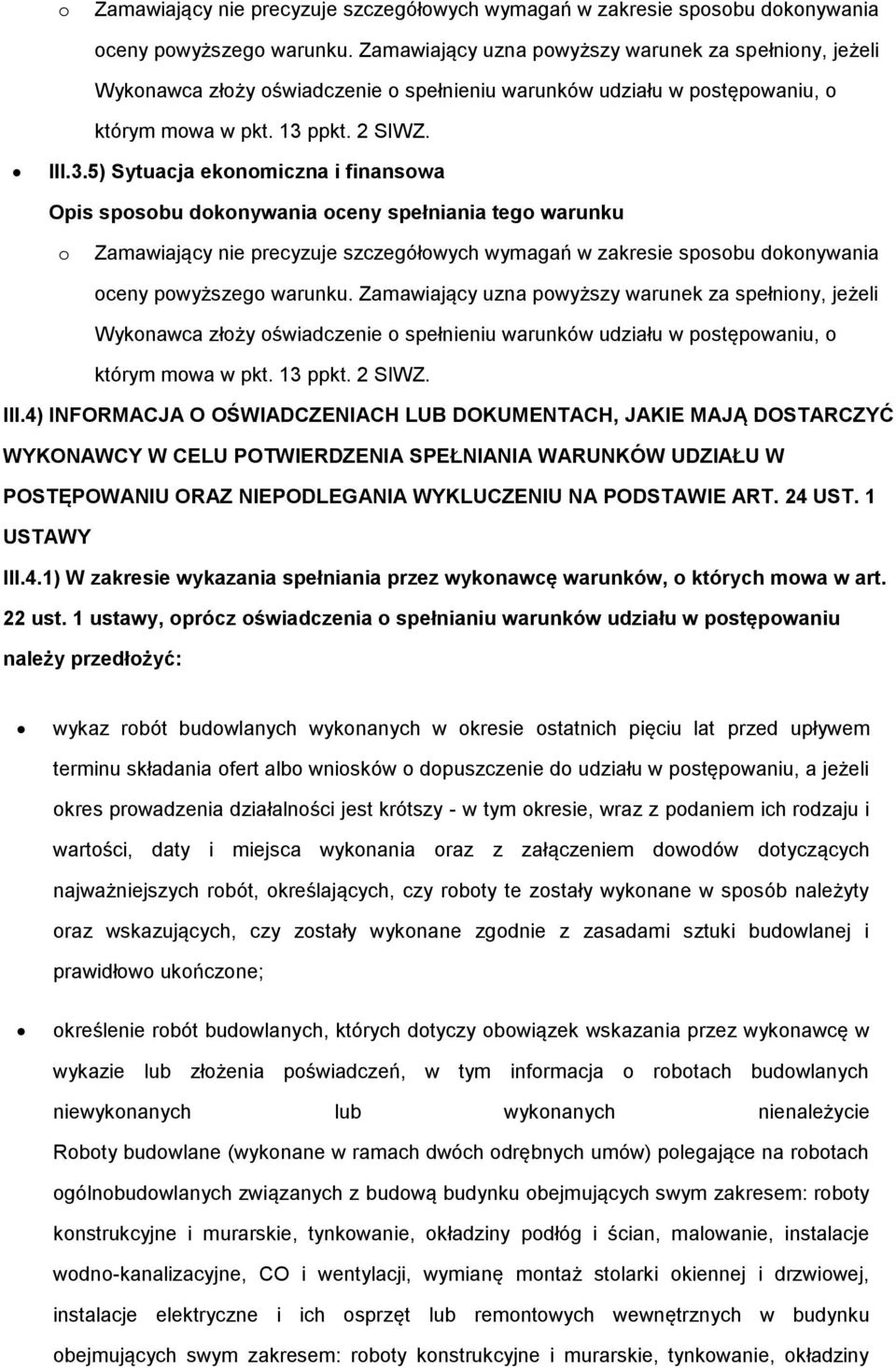 ppkt. 2 SIWZ. III.