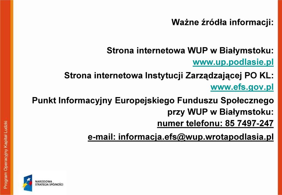 pl Punkt Informacyjny Europejskiego Funduszu Społecznego przy WUP w