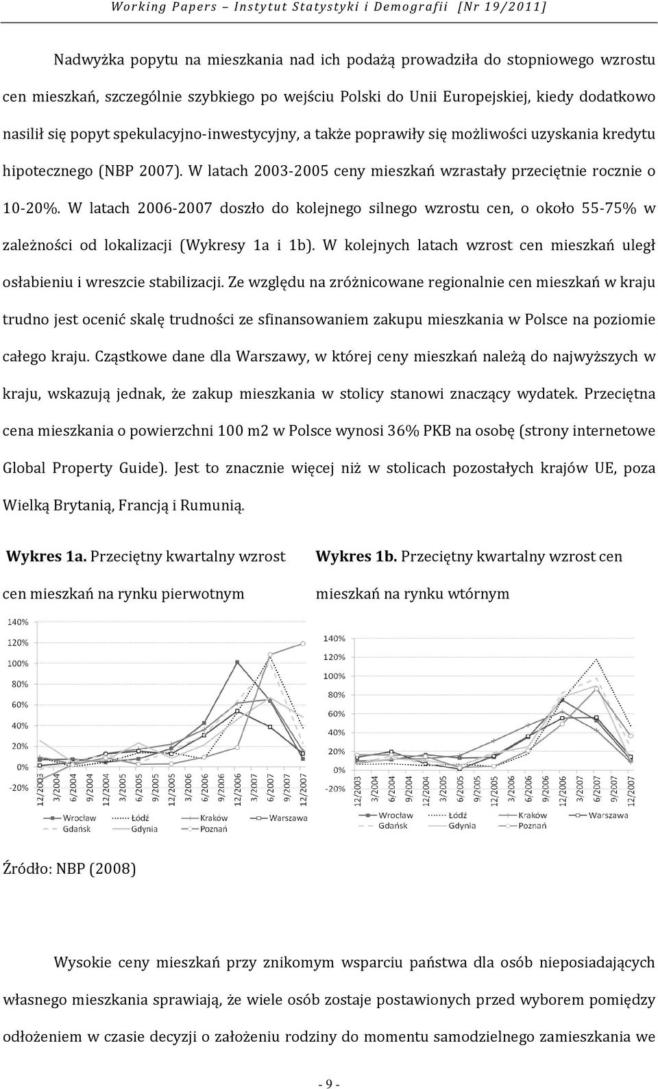 W latach 2006-2007 doszło do kolejnego silnego wzrostu cen, o około 55-75% w zależności od lokalizacji (Wykresy 1a i 1b).