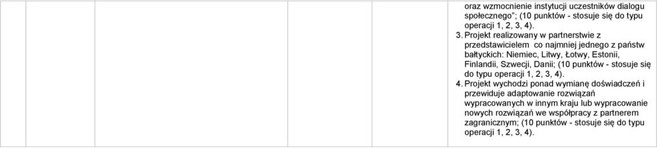 Projekt realizowany w partnerstwie z przedstawicielem co najmniej jednego z państw bałtyckich: Niemiec, Litwy, Łotwy, Estonii, Finlandii,