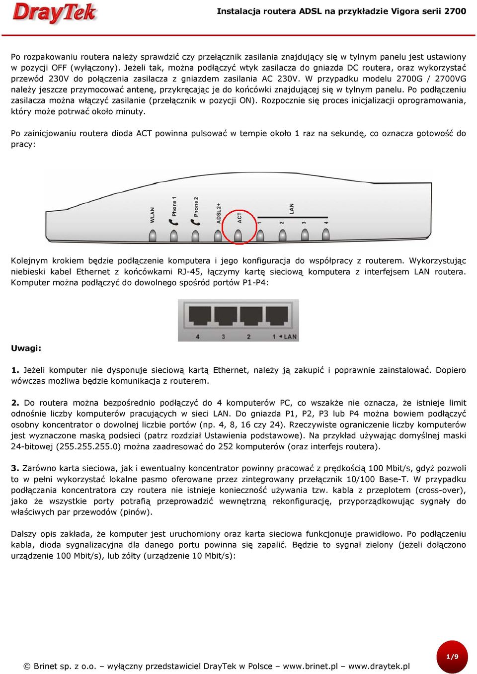 W przypadku modelu 2700G / 2700VG należy jeszcze przymocować antenę, przykręcając je do końcówki znajdującej się w tylnym panelu.