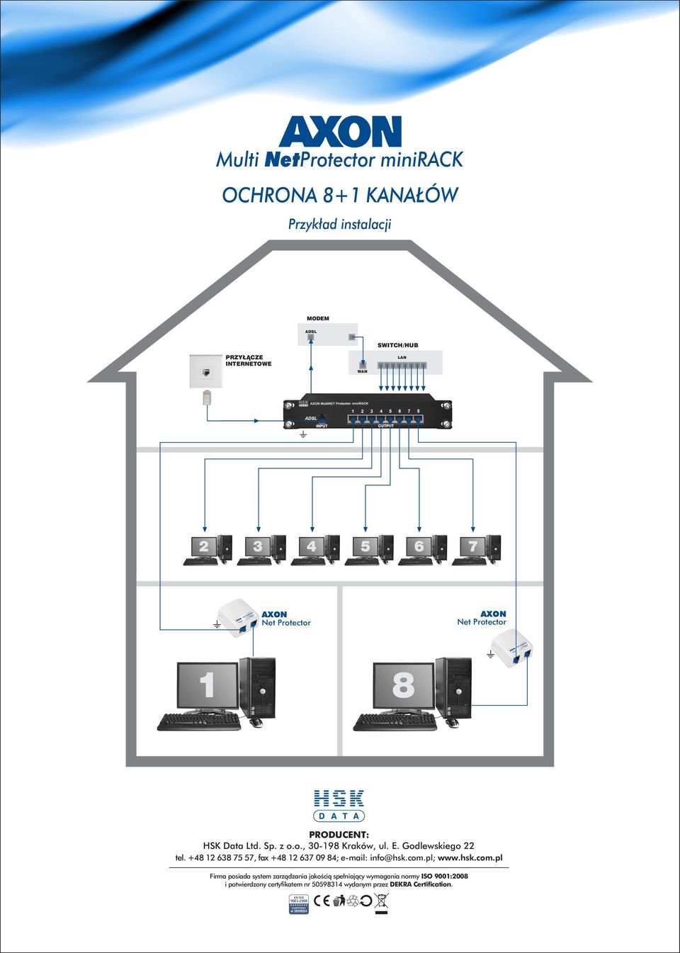 instalacji MODEM ADSL SWITCH/HUB