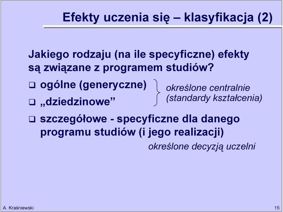 ogólne (generyczne) dziedzinowe określone centralnie (standardy