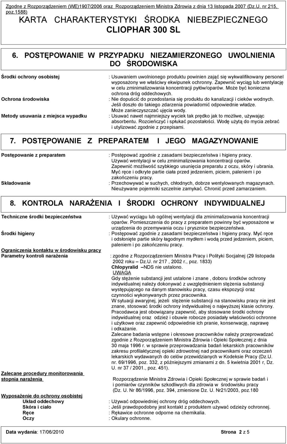 : Nie dopuścić do przedostania się produktu do kanalizacji i cieków wodnych. Jeśli doszło do takiego zdarzenia powiadomić odpowiednie władze. Może zanieczyszczać ujęcia wody.